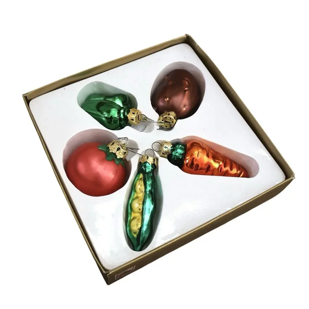 Vintage Season Specialties Vegetable Glass Christmas Ornaments 1996 90s Holiday